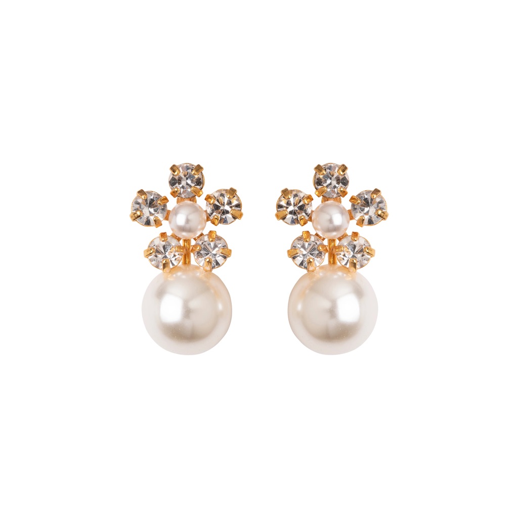 Jennifer Behr Gold And Pearl Cluster Earrings